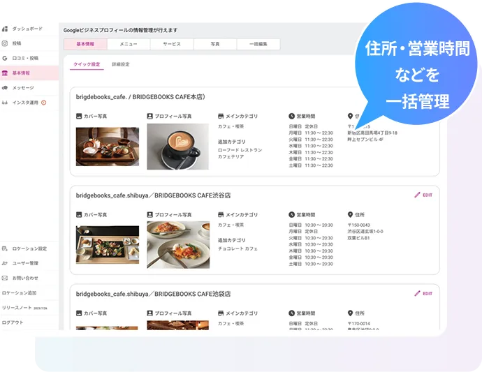 店舗の基本情報を一括整備し信頼性を継続的にアップ！